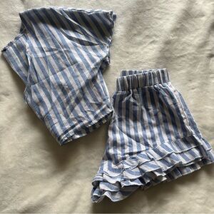 Light blue and White Striped Top and Skirt Set